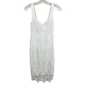 Guess White Lace Sleeveless Sheath Dress V-Neck - Women's Size 6